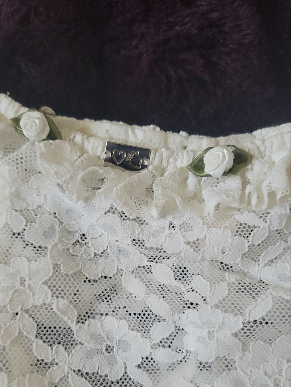 For Love & Lemons White Lace Chemise with Rose Details - Picture 5 of 7